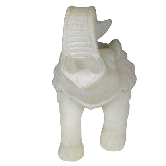 White Elephant Figurine Asian 5 In Resin Trunk Tusks Chinese Character STAIN - Picture 10 of 12
